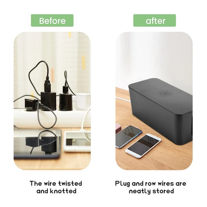 Cable Management Box, Wire Storage Box, Used To Hide The Power Strip, Suitable For Home/Office (Black)