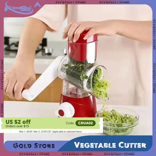 Vegetable Cutter Hand Cranked Slicing Portable Cheese Chopper Machine Vegetable Garlic Potato Shredder Tools Kitchen Accessories
