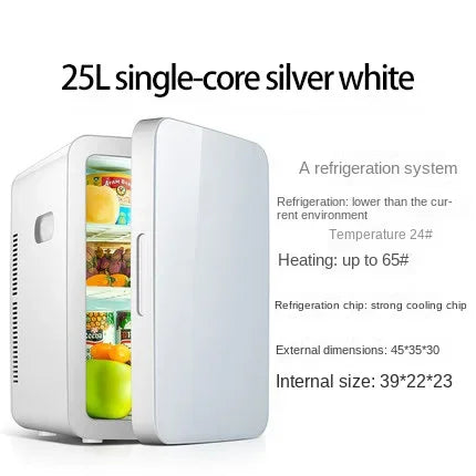 Mini Fridge 25L Dual-Core Compact Refrigerator For Car Portable AC/DC Small Cooler And Warmer With Digital Temperature Control