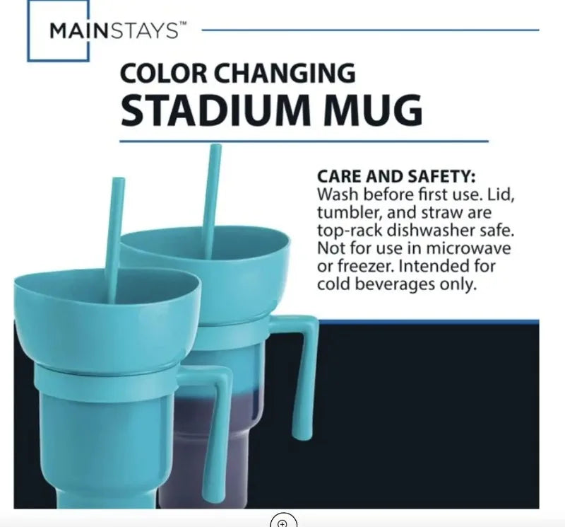 New 2 IN 1 Creative Popcorn Snack Cup Integrated Beverage Cup with Handle Portable Beverage Cup Novel Design and Many Functions