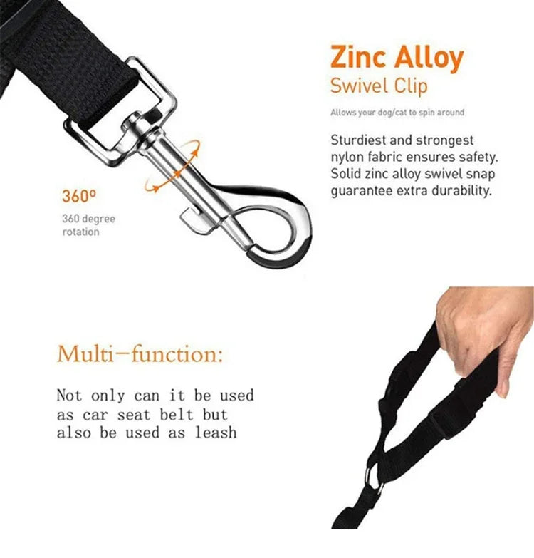 Adjustable Nylon Fabric Car Headrest Restraint Dog and Cat Safety Seat Belt Strap Vehicle Seatbelts Harness