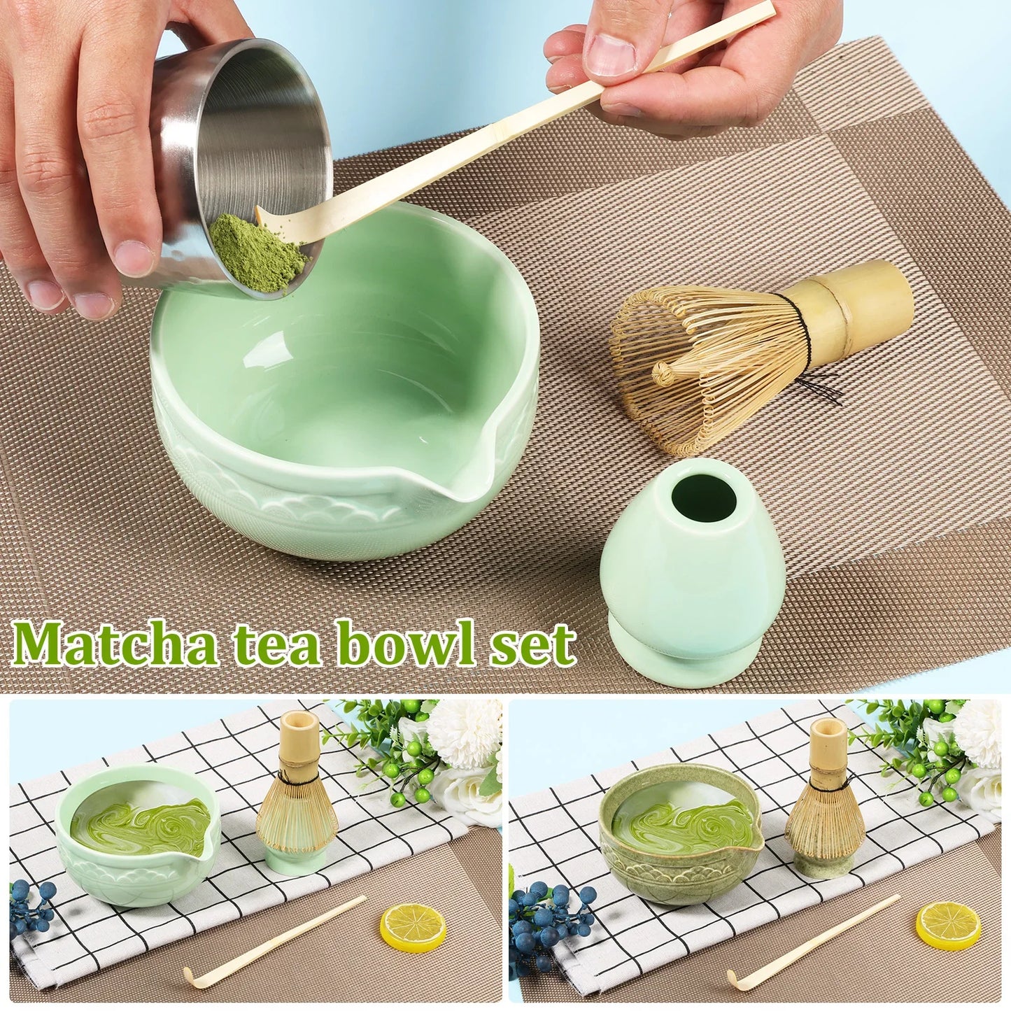 5Pcs Matcha Set Elegant Matcha Tea Set Includes Matcha Bowl Matcha Whisk Holder Bamboo Matcha Whisk and Scoop for Tea Lovers