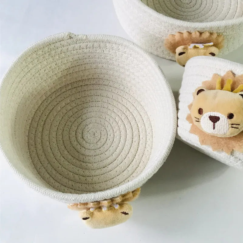 Hand Woven Cartoon Animals Storage Basket Kids Toys Desktop Organizer Sundries Storage Box Laundry Baskets storage box