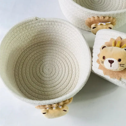 Hand Woven Cartoon Animals Storage Basket Kids Toys Desktop Organizer Sundries Storage Box Laundry Baskets storage box