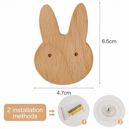 1pcs Animal Wooden Hooks Cute Room Decor Hook Wall Keychain Coat Hook Home Door Wood Hook Hanger Kitchen Accessories Gadget