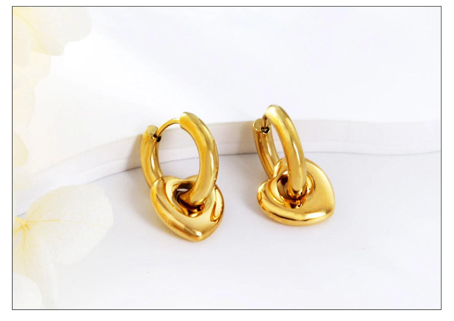 LUXUSTEEL Golden Heart style Women's Hoop Earrings Stainless Steel Female Earring Flower Star Drop Ear ring Jewelry Gifts
