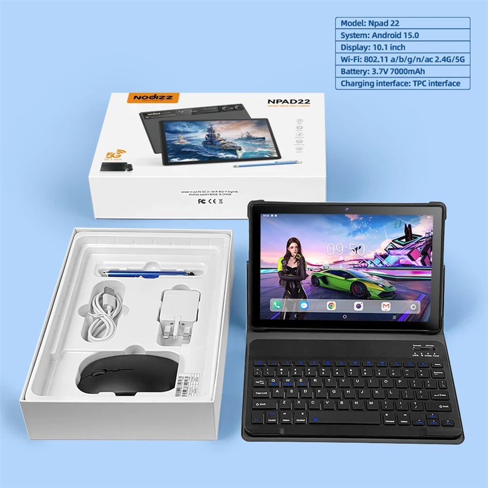 New Tablet Computer 10.1 inches Android 15 (RAM12GB+ROM512GB) HD Dual Card Tablet Computer Learning Office Entertainment Tablet