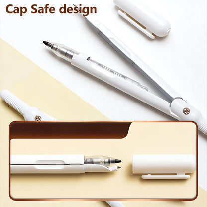 M&G Push-Free Mechanical Lead Compass *1 with Cap for Student Exam Drawing Student Stationery White
