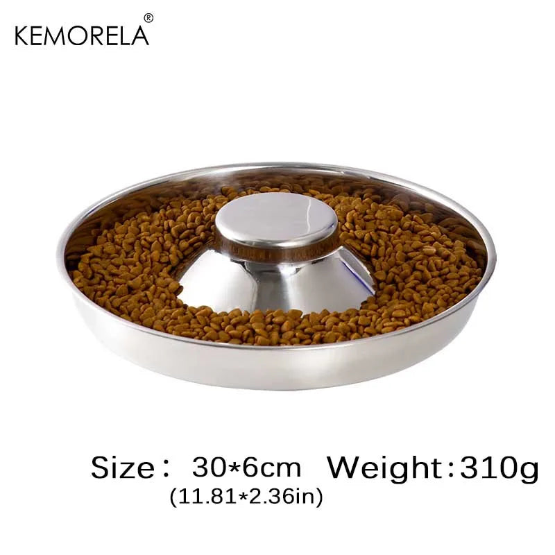 1PC Stainless Steel Dog Slow Feeder Bowl Puppy Litter Food Feeding Dish Weaning Water Bowl Pets Feeder Bowl and Water