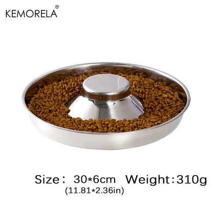 1PC Stainless Steel Dog Slow Feeder Bowl Puppy Litter Food Feeding Dish Weaning Water Bowl Pets Feeder Bowl and Water