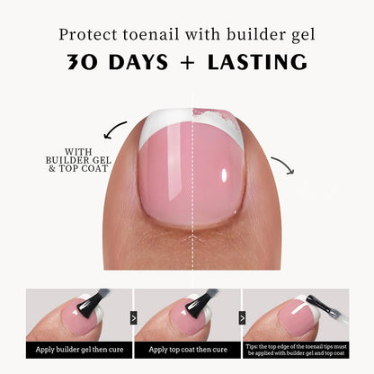 120pcs Square ToeNail Tips - Short French Tip Press On Toenails Pink Soft Gel Toe Nail Tips Full Cover Fake Toe Nail Extensions