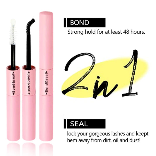 Lash Bond and Seal Glue 2 in 1 for Cluster Lashes, Lash Bond and Seal Super Strong Hold, Latex Free, Waterproof, Lash Glue