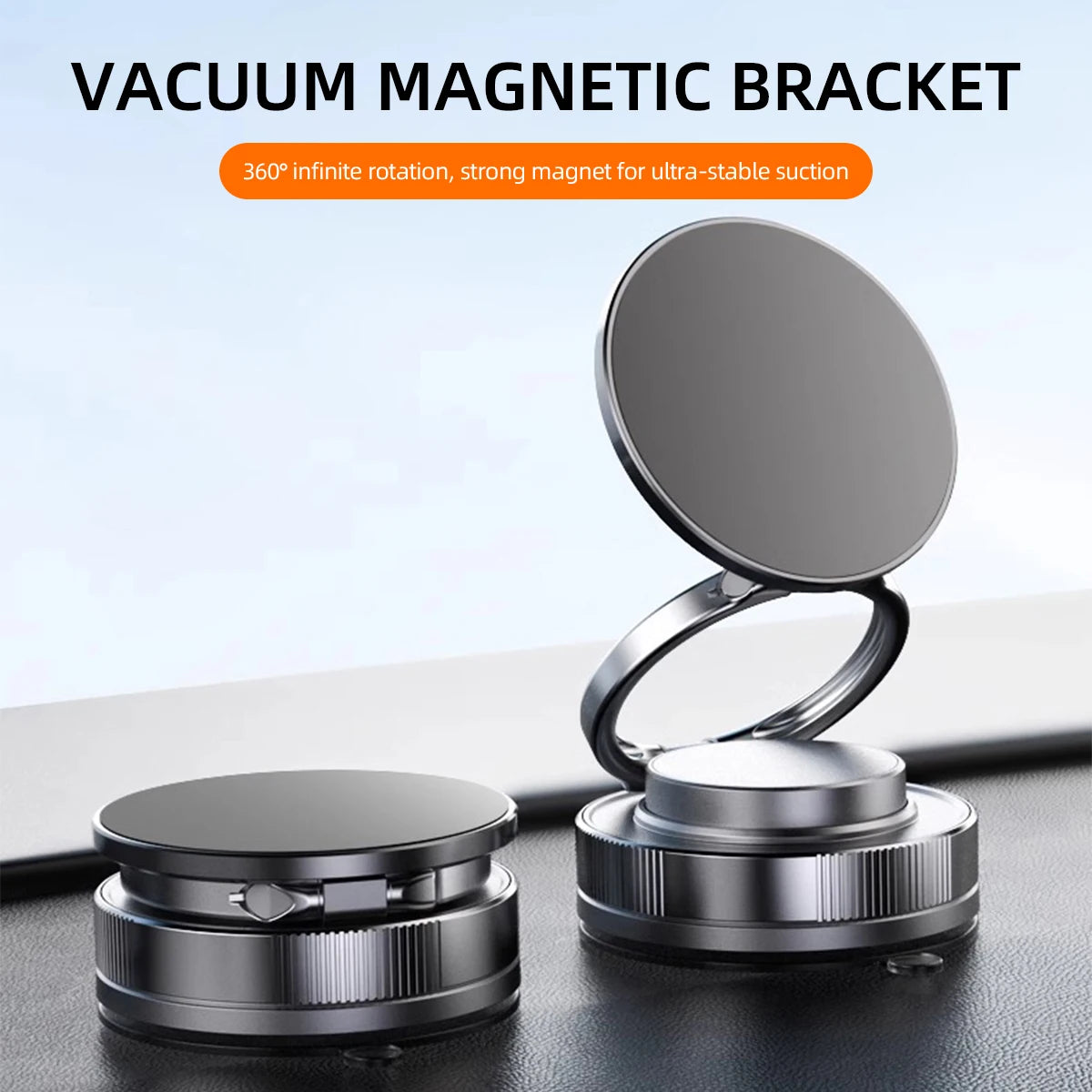 Foldable Car Phone Mount Dashboard Phone Bracket Ultra Magnetic Phone Holder 360 Degree Rotation Vacuum Suction Cup GPS Stand