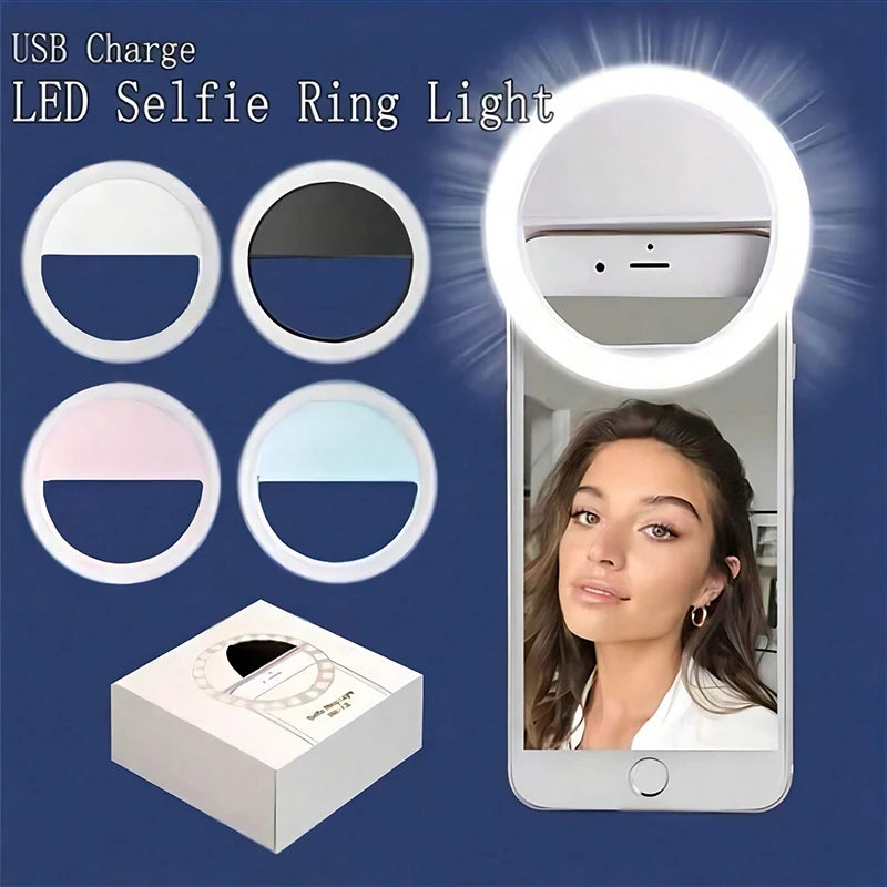 LED Selfie Ring Light Novelty Makeup Lightings Led Selfie Lamp Mobile Phones Photo Night Light Rechargeable Lamp Selfie Ring