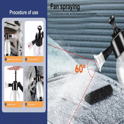 2L Pressure Sprayer Bottle With Ergonomic Handle Leakproof Hand Snow Foam Sprayer Water Pump Bottle With 2 Replacement Nozzles