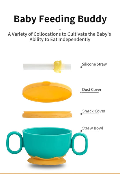 Children Tableware Baby Plastic Snack Bowl High Suction Double Handle Snack Cup Snacks Storage Box Kids Feeding Bowl