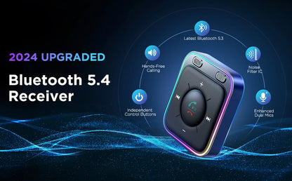 Joyroom Bluetooth 5.4 AUX Car Adapter Stronger Dual Mics & Noise Cancellation Bluetooth Receiver For Car Music/Hands-Free Calls