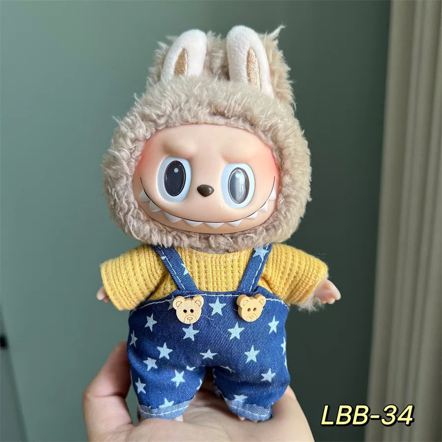 POP Labubu baby clothes 17cm plush vinyl labubu sit-down party first-generation and second-generation suit, clothes only