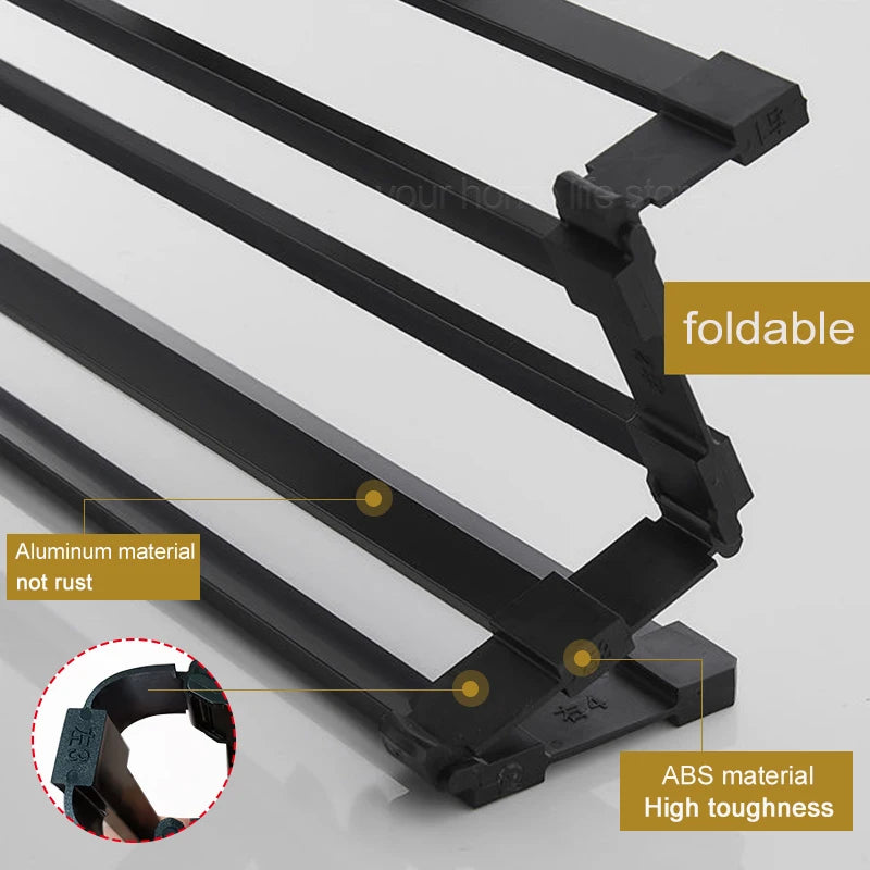 Roll up Dish Drying Rack Over The Sink for Kitchen Portable Aluminum Dish Rack Foldable Dish Drying Racks No rust No mildew New