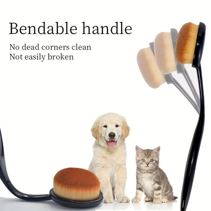 Pet Ear Cleaning Brush with Soft Plastic Bristles – Gentle Paw Cleaner for Dogs and Cats, Comfortable Oval Shaped Handle