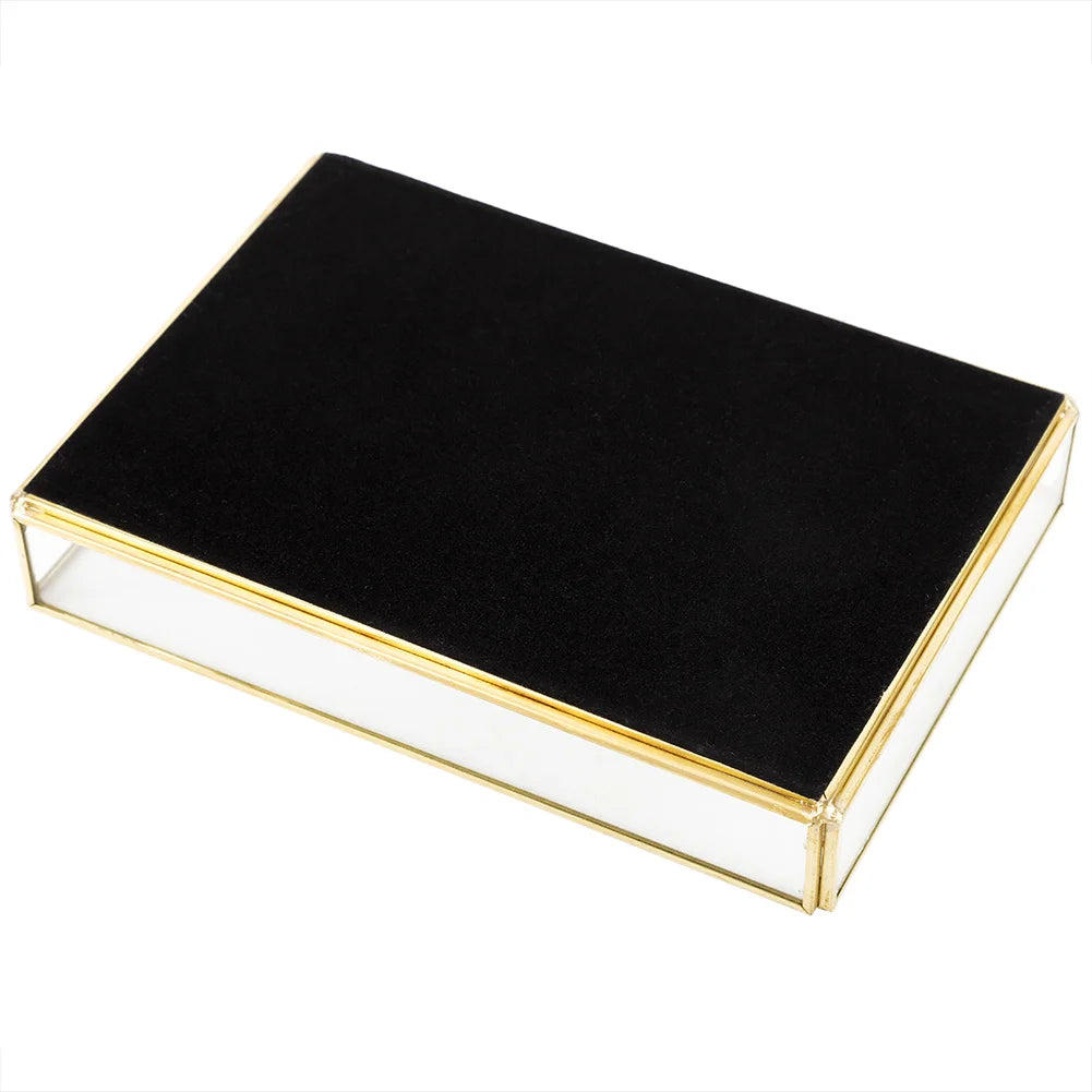Cosmetics Storage Box Vintage Metal Glass Gold Tray Jewelry Large Capacity Cosmetics Display Boxes for Bedroom Bathroom
