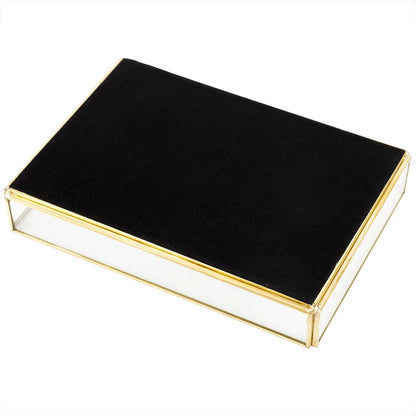 Cosmetics Storage Box Vintage Metal Glass Gold Tray Jewelry Large Capacity Cosmetics Display Boxes for Bedroom Bathroom