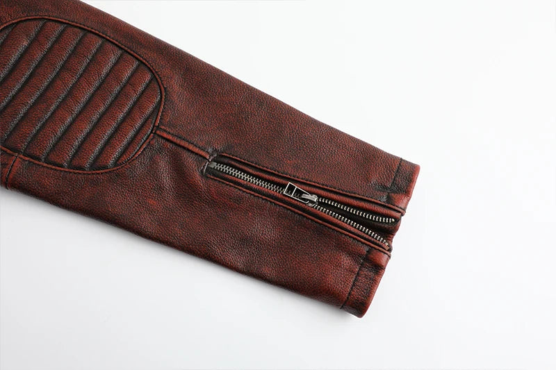 Copersian Men's Genuine Leather Jacket Natural Cowhide Hunting Jacket  Retro Motorcycle Jacket Spring Autumn Mens Clothes