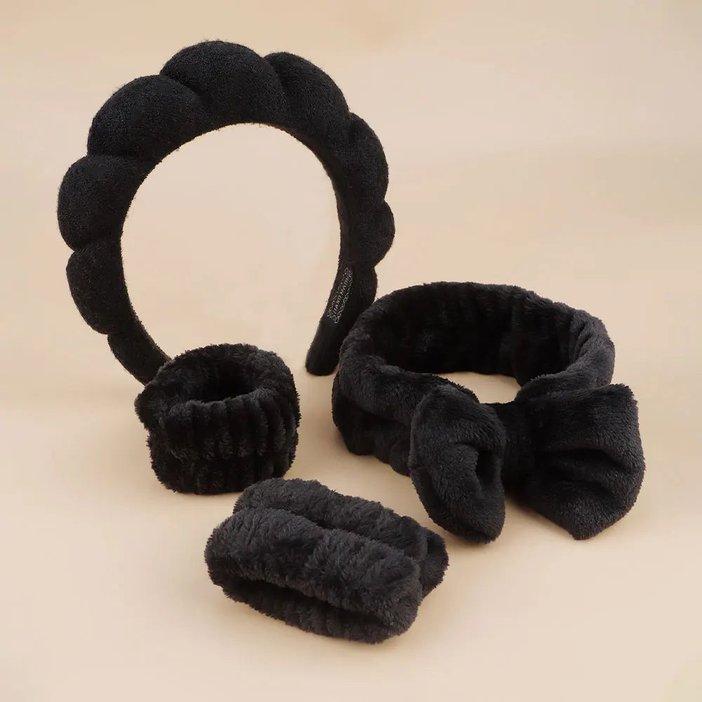4pcs Skincare Accessories For Face Wash Skincare Hair Accessories，Sponge Spa Headbands & Wristband Set, For Washing Face Makeup