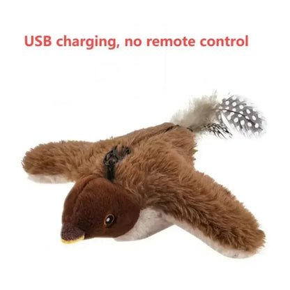 Interactive Cat Toys Electric Squeaky Simulation Bird Plush Cats Pets Teasing Toys with Feather Catnip Kitten Chirping Bird Toys