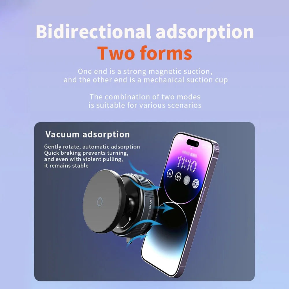 Car Phone Holder Magnetic Mount 360° Rotating Vacuum Adsorption Strong Magnet For iPhone 12 13 14 15 Pro Max