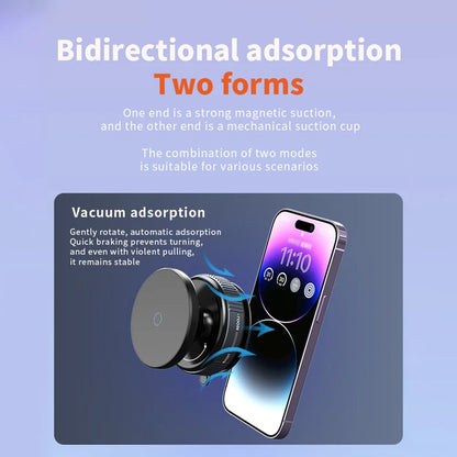Car Phone Holder Magnetic Mount 360° Rotating Vacuum Adsorption Strong Magnet For iPhone 12 13 14 15 Pro Max
