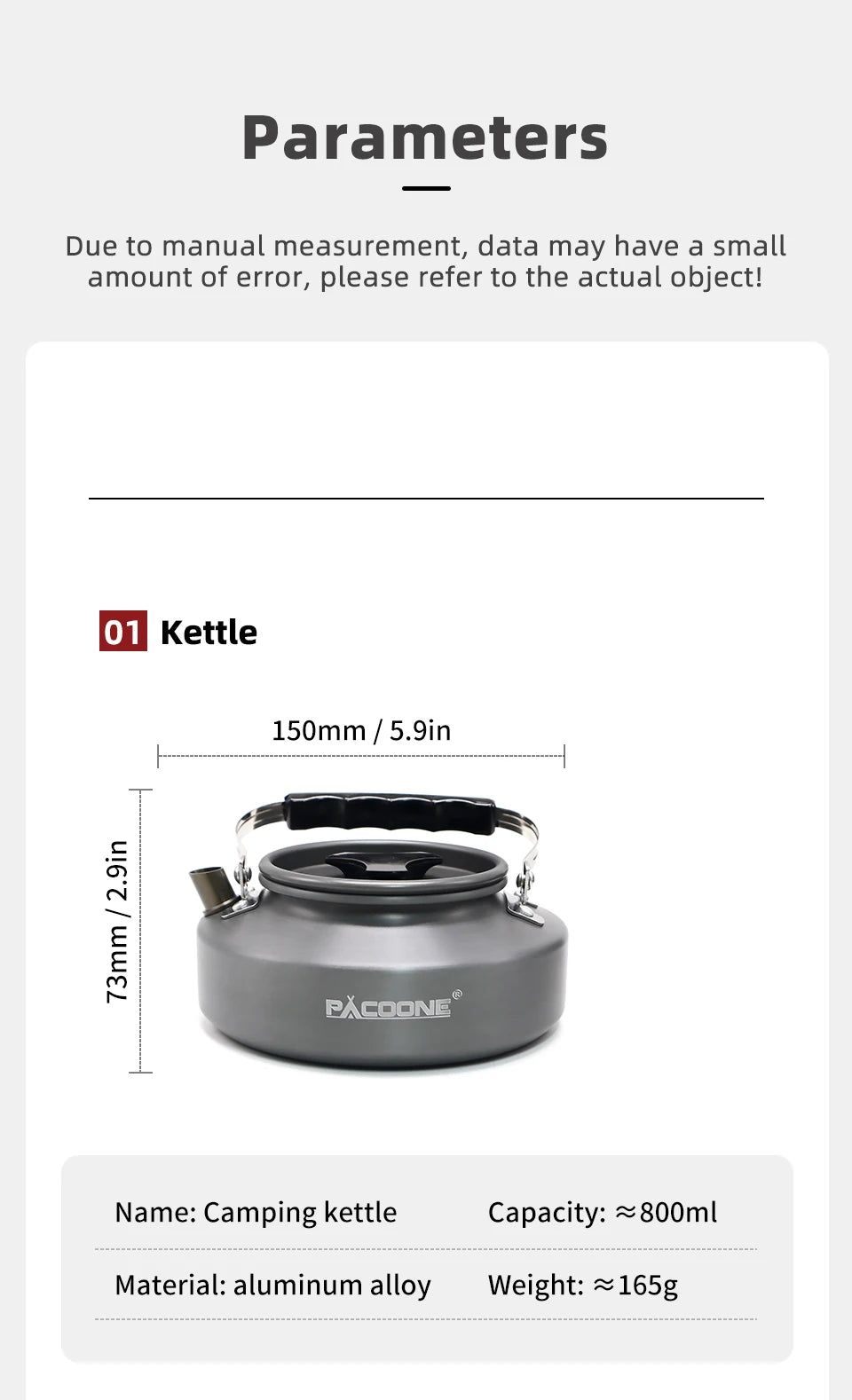 PACOONE Camping Cookware Set Portable Cookware Kit Outdoor Pot Cooking Water Kettle Pan Set Tableware Hiking Picnic Equipment