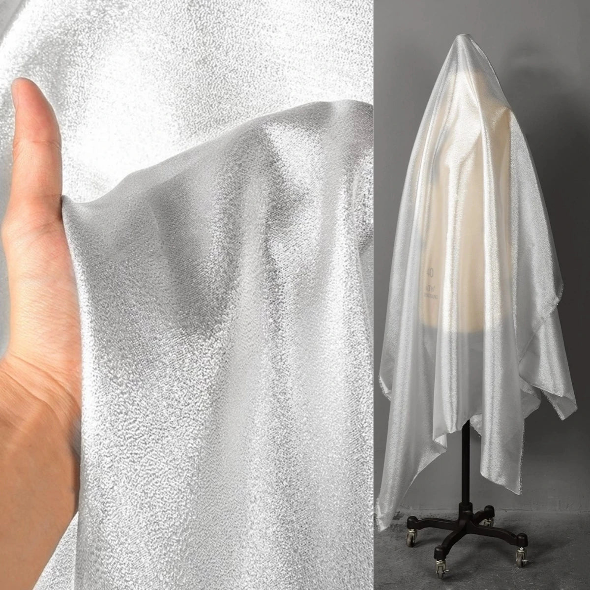 Bright Silk Fabric Gold Silver Light Thin Reflective Wear-resistant Performance Suit Fashion Apparel Sewing Cloth Meters