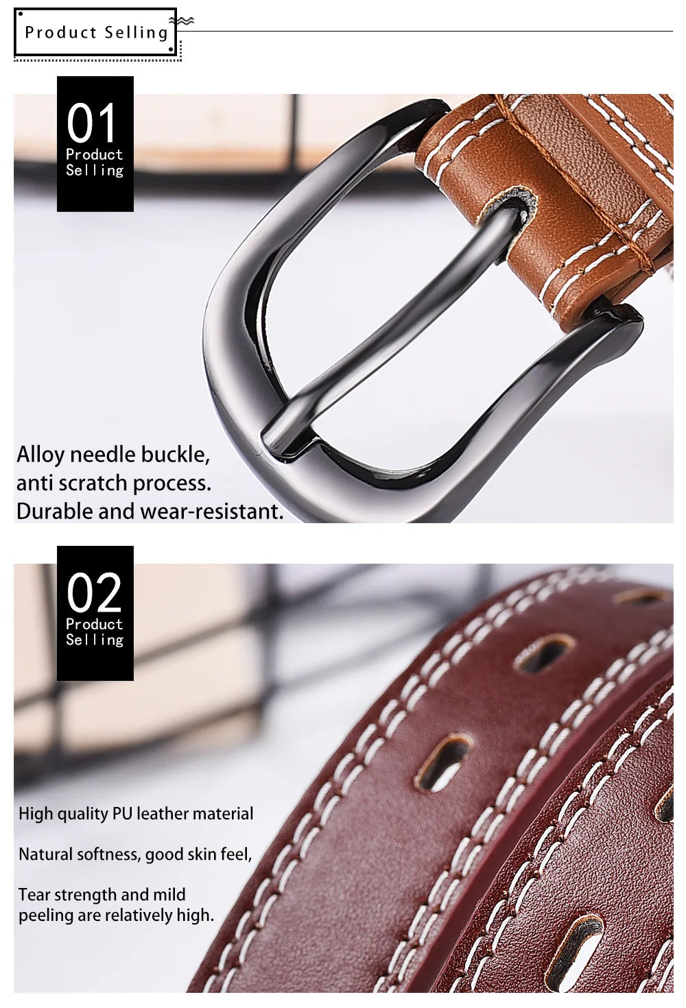 Women's Belt Retro Needle Buckle Men's Belt Casual Trend Belt Soft Belt Hollow Belt Paired with Jeans Belt PU Leather Belt