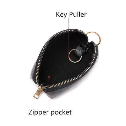 Soft Leather Key Holder Organizer Pouch Men Women Car Key Wallet House Keychain Housekeeper Key Case Zipper Bag Mini Card Bag