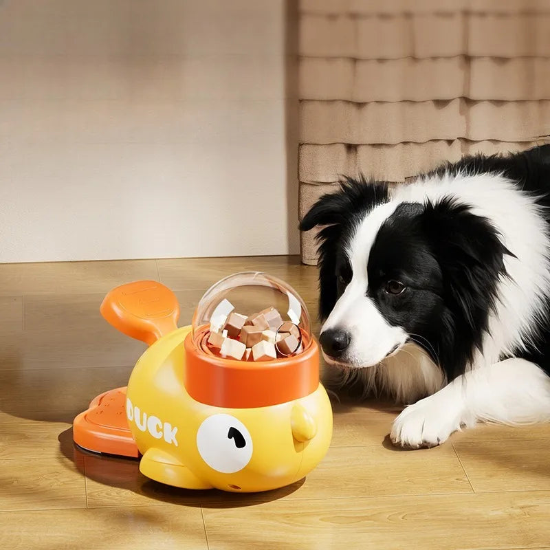 Pet Interactive Toy Dog Automatic Feeder  Pet Food Treat Dispenser Cartoon Duck Design Anti-slip Pet Feeder for Dog Training