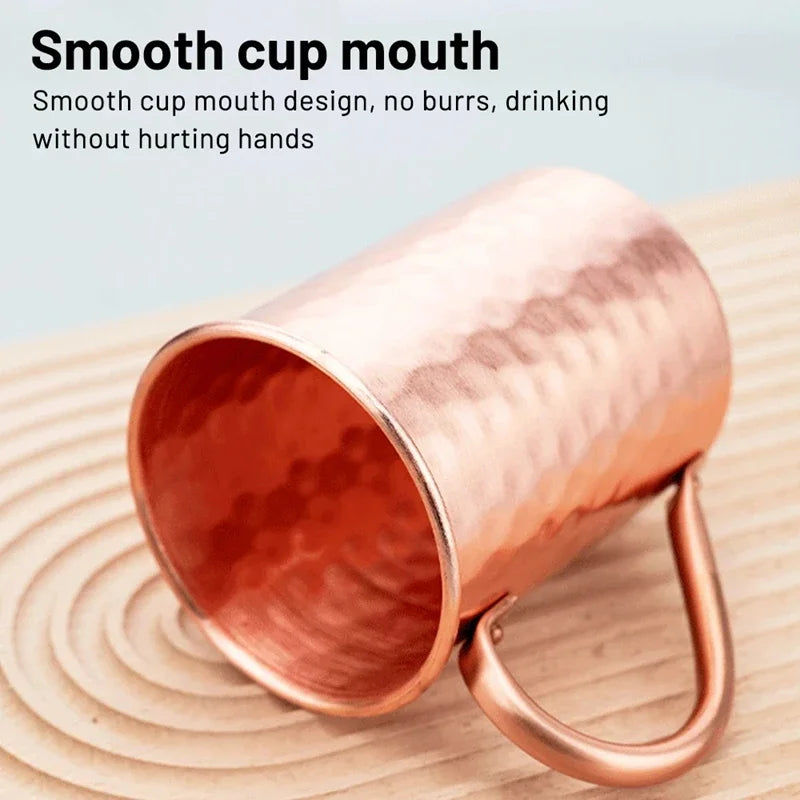 400ml 13oz 100% Copper Moscow Mule Mug Durable Coppery Beer Mugs Coffee Mug Milk Cup Retro Pure Copper Cup Drinkware