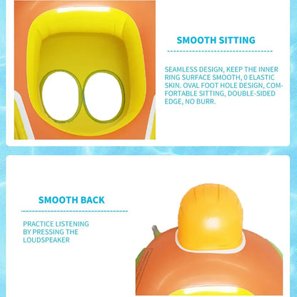 Baby Inflatable Pool Float with Detachable Canopy, Inflatable Swimming Kids Safety Bathing Summer Beach Water Toys