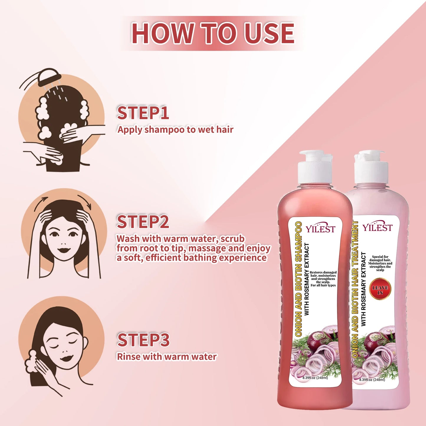 500ml Hair Shampoo For Fast Hair Growth Rosemary Onion Hair Regrowth Shampoo Anti Hair Loss Hair Growth Product