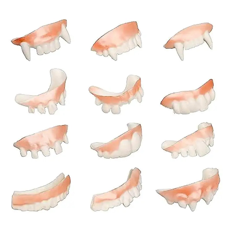 12pcs/set Vampire Teeth Fangs HalloweenCosplay Horror Fake Fangs Vampire Dentures Teeth Vampire Fangs Teeth Caps Vampire Teeth
