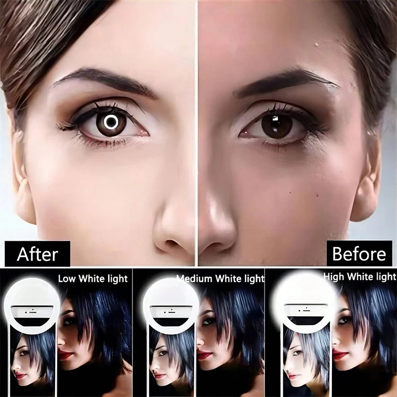 LED Selfie Ring Light Novelty Makeup Lightings Led Selfie Lamp Mobile Phones Photo Night Light Rechargeable Lamp Selfie Ring