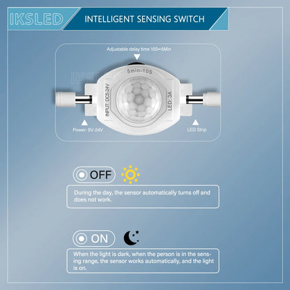 Smart Motion Sensor Light Switch Adjustable Timer, Automatic Movement Detector PIR Infrared Human Controller LED Strip Light