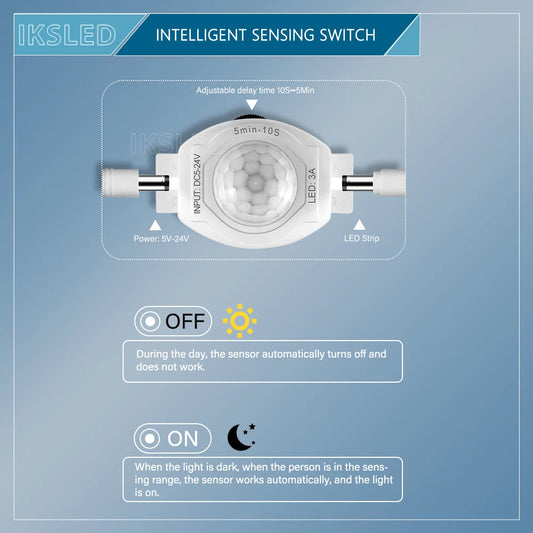 Smart Motion Sensor Light Switch Adjustable Timer, Automatic Movement Detector PIR Infrared Human Controller LED Strip Light