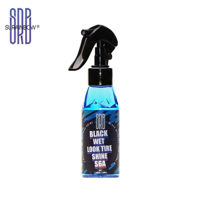 Black Wet Look Tire Shine Dressing -Automotive Clear Coat Tire Dressing Spray for Glossy Wet Tire Look, Vinyl & Plastic, with UV