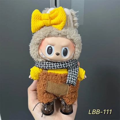 Labubu can wear baby clothes vinyl cloth 17cm doll cute change casual suit skirt plush clothes