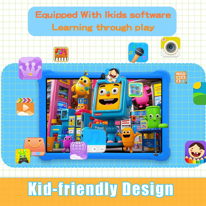 Cartoon Pattern Kids Tablet 10.1 Inch Android Learning Education Games Tablets, with Parent Control , Children's Gifts