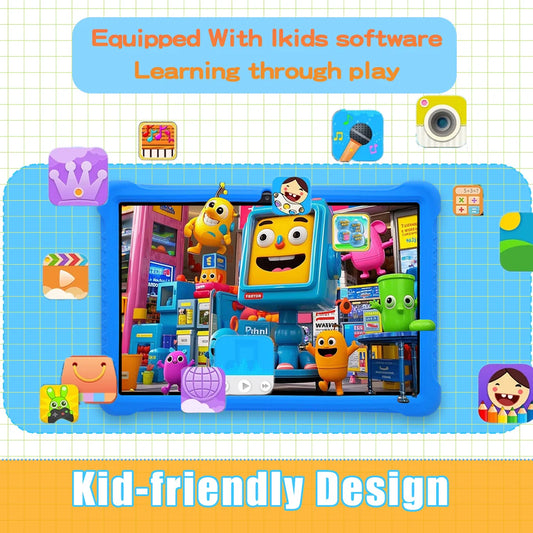 Cartoon Pattern Kids Tablet 10.1 Inch Android Learning Education Games Tablets, with Parent Control , Children's Gifts