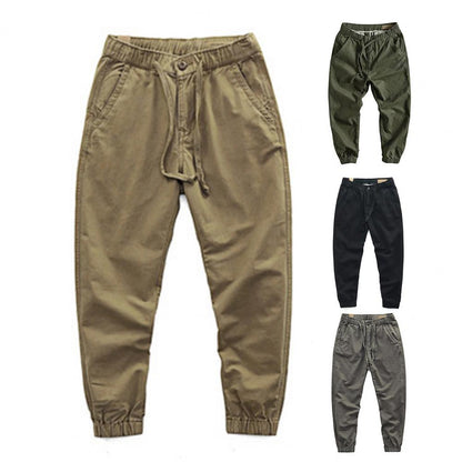Cargo Pants Trousers for Men 2022 Casual Multi Pockets Stretchy Cuffs Thin Drawstring Elastic Waist Men Fitness Pants