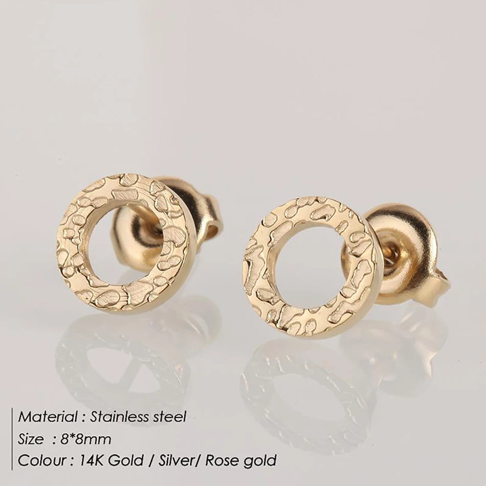 e-Manco Ladies Small Round Safety Pin Earrings Women Stainless Steel Earrings Trending Ear Ring Studs Jewelry