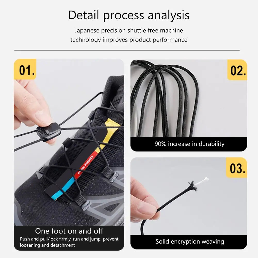 1Pair Without Ties Quick Lace Kit Round Tennis Creative Lazy Shoe Laces Running Sneakers Shoelaces for Salomon Shoe Accessories
